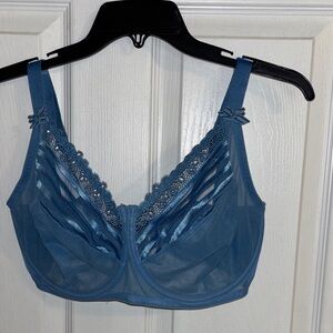 Wacoal Blue Lace Mesh Bra 36 G